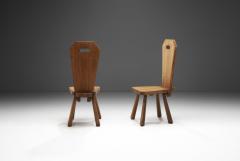Solid Oak Brutalist Pair of Chairs France ca 1940s - 3159603