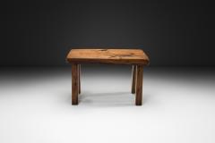 Solid Oak Brutalist Side Table The Netherlands 1970s - 4580597