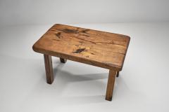 Solid Oak Brutalist Side Table The Netherlands 1970s - 4580598