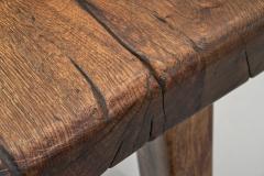 Solid Oak Brutalist Side Table The Netherlands 1970s - 4580604