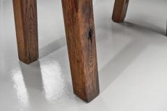 Solid Oak Brutalist Side Table The Netherlands 1970s - 4580605