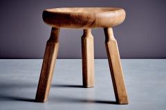 Solid Oak Stool with three carved Legs - 4415751
