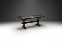 Solid Stained Oak Dining Table Spain 1950s - 3960886