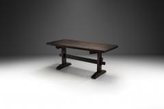 Solid Stained Oak Dining Table Spain 1950s - 3960889