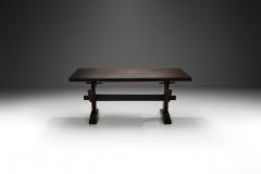 Solid Stained Oak Dining Table Spain 1950s - 3960890