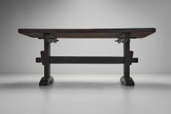 Solid Stained Oak Dining Table Spain 1950s - 3960891