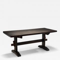 Solid Stained Oak Dining Table Spain 1950s - 3964023