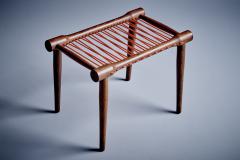 Solid Teak Stool with woven cord - 4390207