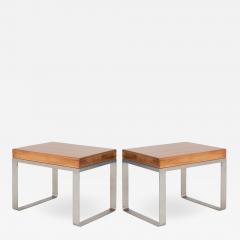 Solid Wood Accent Bench Tables with Steel Bases Pair - 1431271