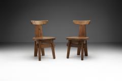 Solid Wood Brutalist Chairs with Mortise and Tenon Joinery Europe ca 1960s - 3039419