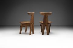 Solid Wood Brutalist Chairs with Mortise and Tenon Joinery Europe ca 1960s - 3039421