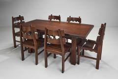 Solid Wood Brutalist Dining Set Europe 20th Century - 3682443