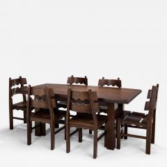 Solid Wood Brutalist Dining Set Europe 20th Century - 3688895