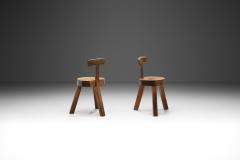 Solid Wood Brutalist Low Chairs France 1960s - 3211970