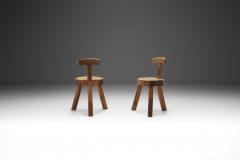 Solid Wood Brutalist Low Chairs France 1960s - 3211972