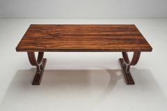 Solid Wood Dining Table with Circular Trestle Base Scandinavia 1970s - 2781639