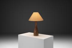 Solid Wood Table Lamp with Fabric Shade Europe 1960s - 4563175