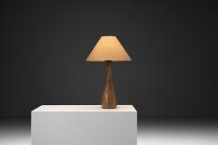 Solid Wood Table Lamp with Fabric Shade Europe 1960s - 4563281