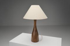 Solid Wood Table Lamp with Fabric Shade Europe 1960s - 4563283