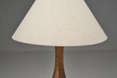 Solid Wood Table Lamp with Fabric Shade Europe 1960s - 4563285