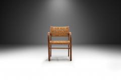 Solid Wood and Woven Papercord Armchair Europe 1970s - 3385365