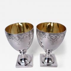 Soloman Hougham Pair of English Georgian Neoclassical Sterling Silver Goblets 1803 - 4426864