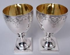 Soloman Hougham Pair of English Georgian Neoclassical Sterling Silver Goblets 1803 - 4542884