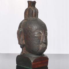 Song to Ming Dynasty Cast Iron Daoist Buddhist Head - 3009677