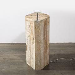 Sophisticated Mid Century Modernist Crosslight Illuminating Travertine Pedestal - 4265663