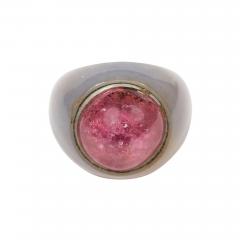 Sophisticated Mid Century Modernist Hardstone and Pink Tourmaline Ring - 1618069