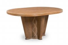 Soubrier Mid Century French Limed Oak Inlaid Dining Table - 4172678
