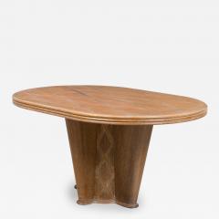 Soubrier Mid Century French Limed Oak Inlaid Dining Table - 4222028