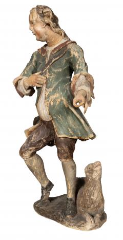 South German Carved Wood Figure Of A Shepherd And His Sheep - 4712265