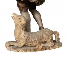 South German Carved Wood Figure Of A Shepherd And His Sheep - 4712270