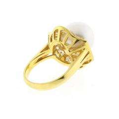 South Sea Pearl and Baguette Diamond Ballerina Ring - 4736403