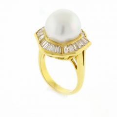 South Sea Pearl and Baguette Diamond Ballerina Ring - 4736405