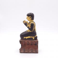 Southeast Asian Wood Carving of Monk at Prayer circa 1890 - 2597589