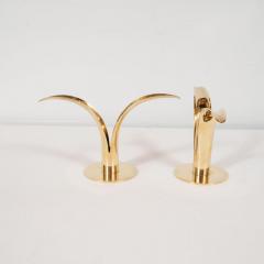 Sowe Konst Pair of Mid Century Modern Polished Brass Lily Candleholders by Konst of Sweden - 1559863