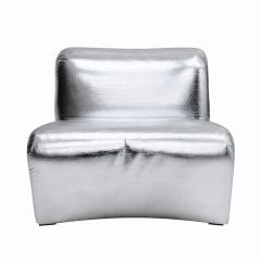 Space Age Moscheni Fiberglass And Silver Vinyl Fabric Italian 1970s Lounge Chair - 4514204