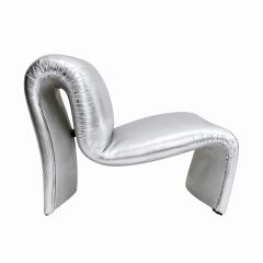 Space Age Moscheni Fiberglass And Silver Vinyl Fabric Italian 1970s Lounge Chair - 4514206