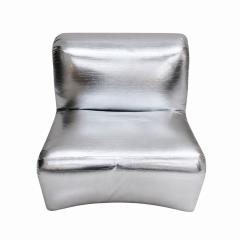 Space Age Moscheni Fiberglass And Silver Vinyl Fabric Italian 1970s Lounge Chair - 4514207