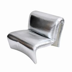 Space Age Moscheni Fiberglass And Silver Vinyl Fabric Italian 1970s Lounge Chair - 4514412