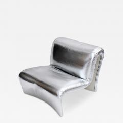 Space Age Moscheni Fiberglass And Silver Vinyl Fabric Italian 1970s Lounge Chair - 4514416