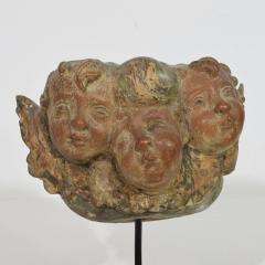 Spanish 17 18th Century Hand Carved Group of Baroque Winged Angel Heads - 4119521