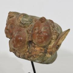 Spanish 17 18th Century Hand Carved Group of Baroque Winged Angel Heads - 4119524