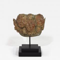 Spanish 17 18th Century Hand Carved Group of Baroque Winged Angel Heads - 4177119