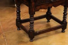 Spanish 1770s Walnut Side Table with Spool Legs and Rosettes Carved Drawer - 3601970