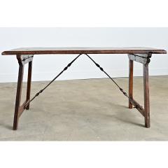 Spanish 18th Century Single Plank Top Walnut Iron Table - 4645613