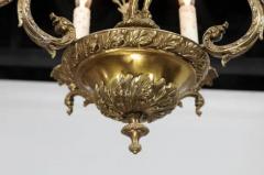 Spanish 19th Century Bronze Six Light Chandelier with Cherubs and Floral Decor - 3441749