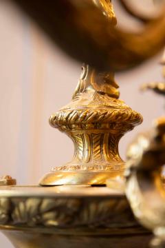 Spanish 19th Century Bronze Six Light Chandelier with Cherubs and Floral Decor - 4458440